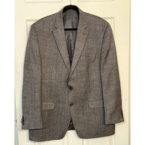 Chaps Men’s Dark Grey 2 Button Sports Coat Suit Jacket Size 48L 100% Wool - Picture 5 of 5
